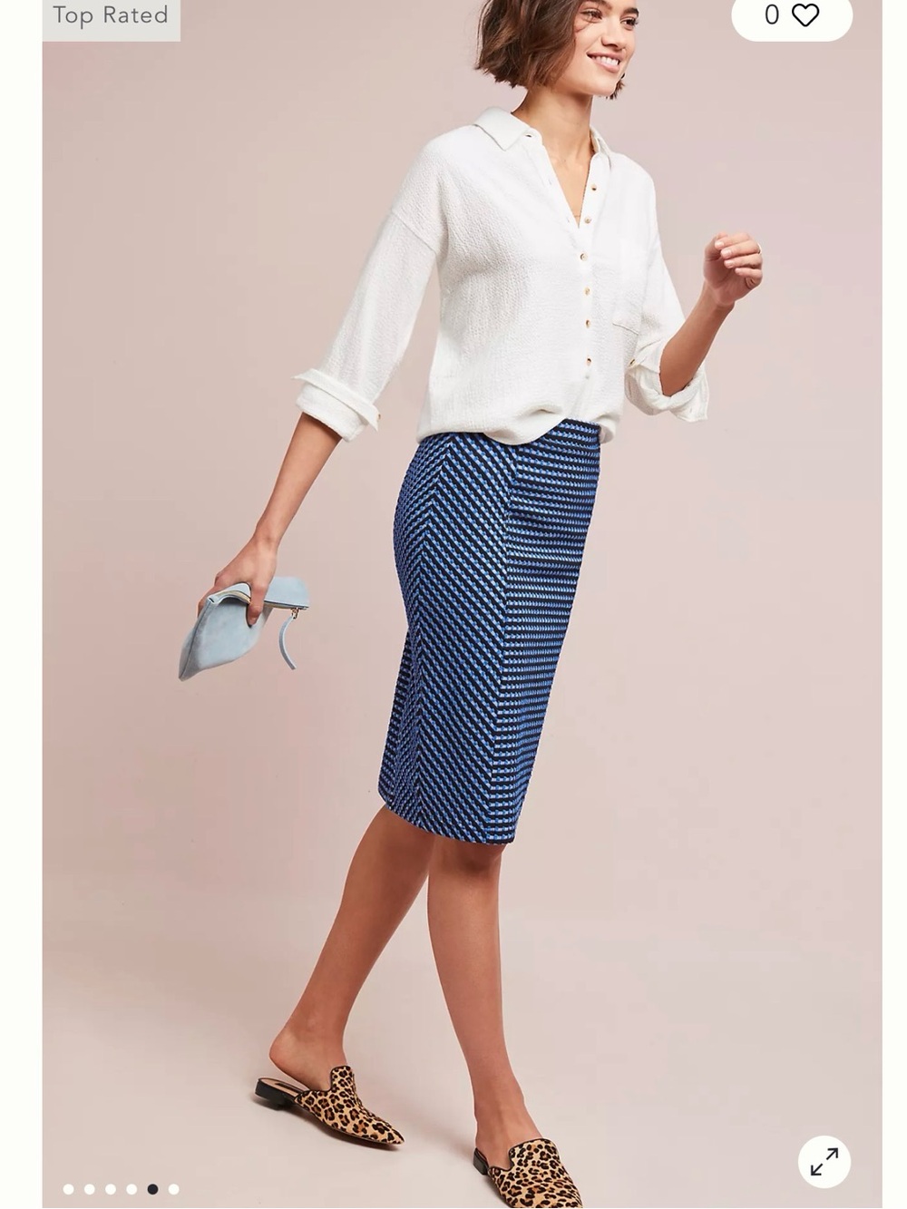 Maeve Anthropolgie Blue patterned Knit Pencil Skirt